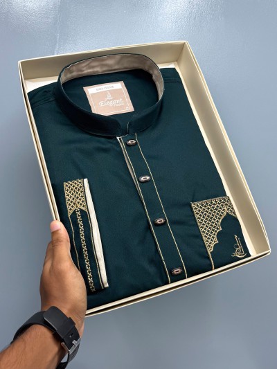 Persian Emerald stretch Cotton Panjabi (exclusive)