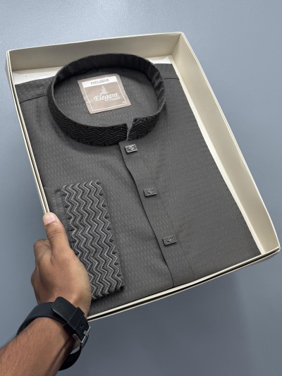 Ash textured soft Cotton Panjabi (exclusive)