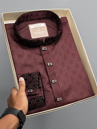 Luxury Royal Maroon Katan panjabi (exclusive)
