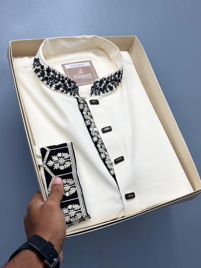 White premium soft Cotton Panjabi (exclusive)
